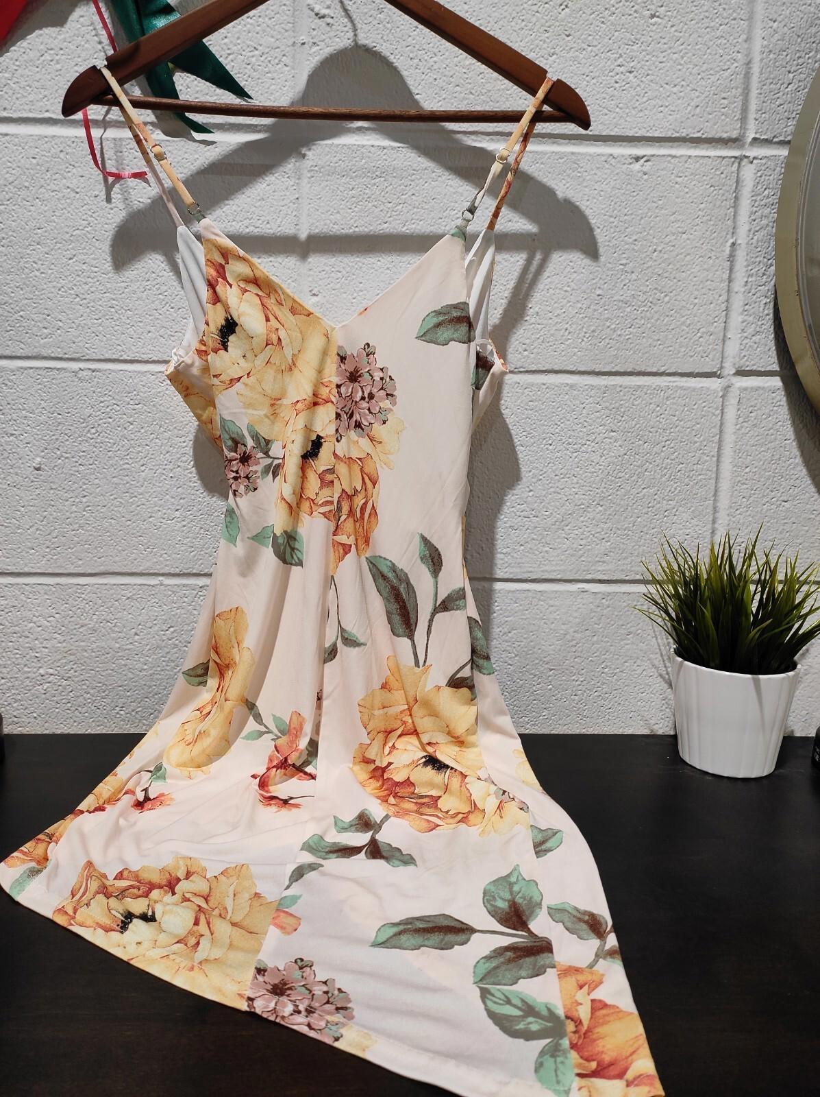 NWT Seduction Trac Size- S Midi Strappy Back Floral Tank Dress Petal Pink