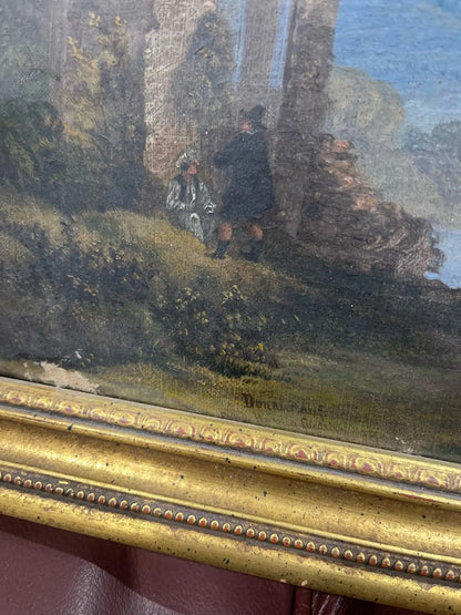 Unique Old vintage painting on canvas framed