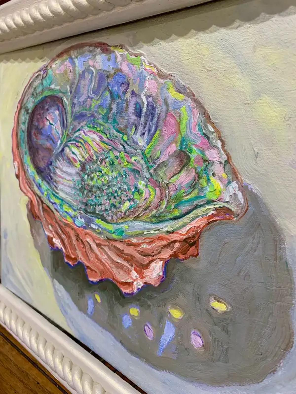 Framed acrylic shell painting