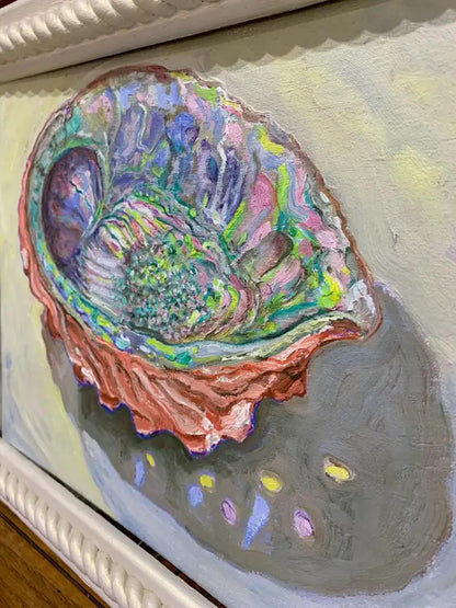 Framed acrylic shell painting
