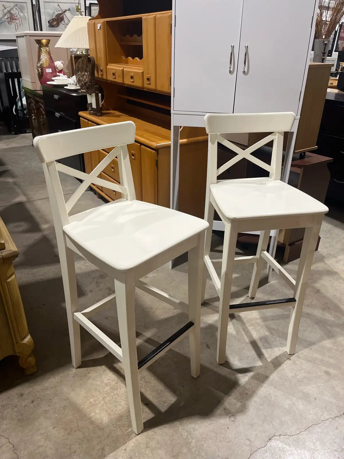 Set of two ikea ingolf bar stools chairs