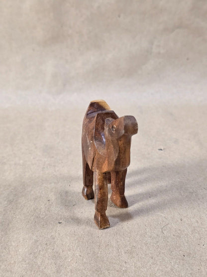 Vintage Egyptian Medium Wood Camel Hand Carved Animal Figurine 4" X 3"