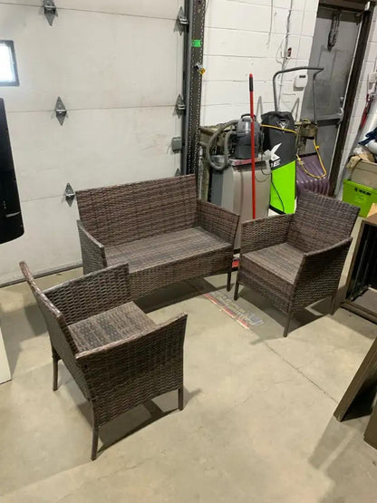 Brown Wicker Effect Patio Set of 3