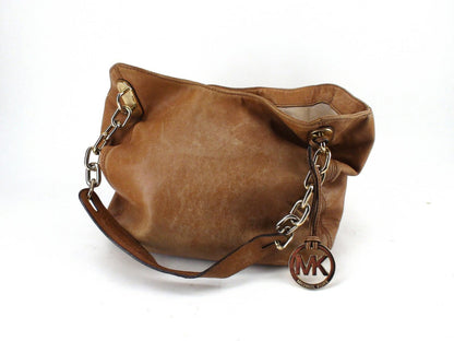 Michael Kors MK Lillie Chain Tan Brown Leather Tote With MK Wallet - Pre-Owned