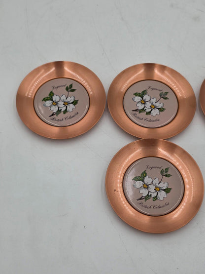 Fantasy Copperware Of Canada Sixties Mid Century 4 Dogwood Coasters