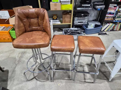 Vintage Style Vinyon + Chrome Bar Stools