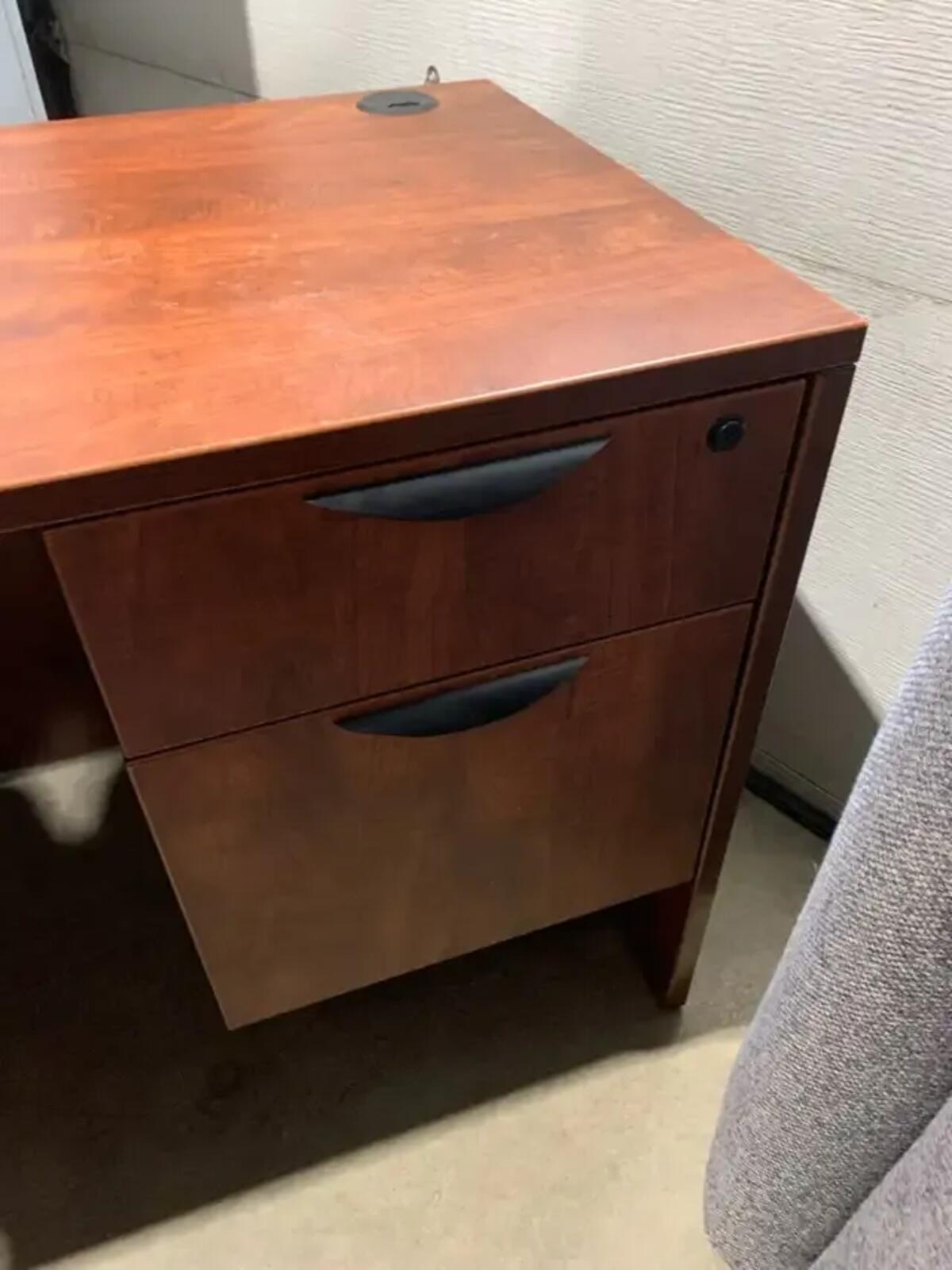 Mahogany Effect Filing Desk - with keys