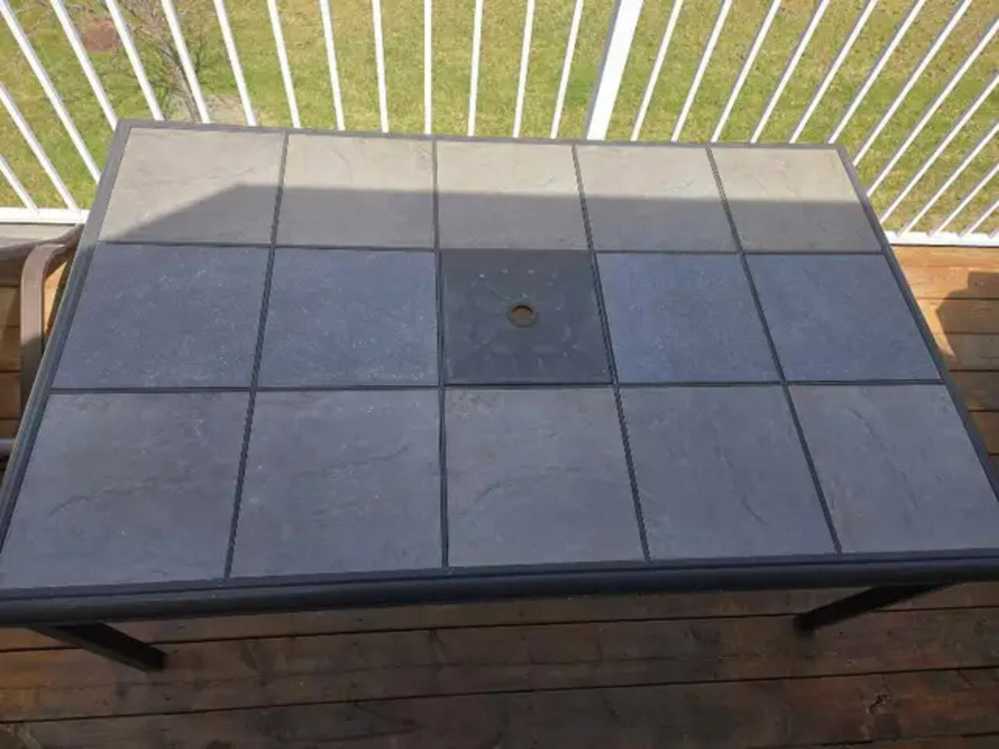 Rectangular Steel Outdoor Patio Dining Table w/ Ceramic Tiles