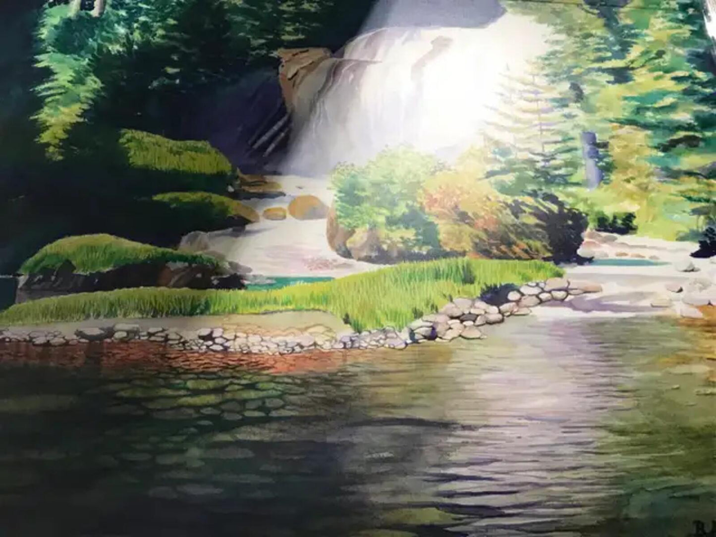 B.A. Norman Waterfall Painting Wall sized