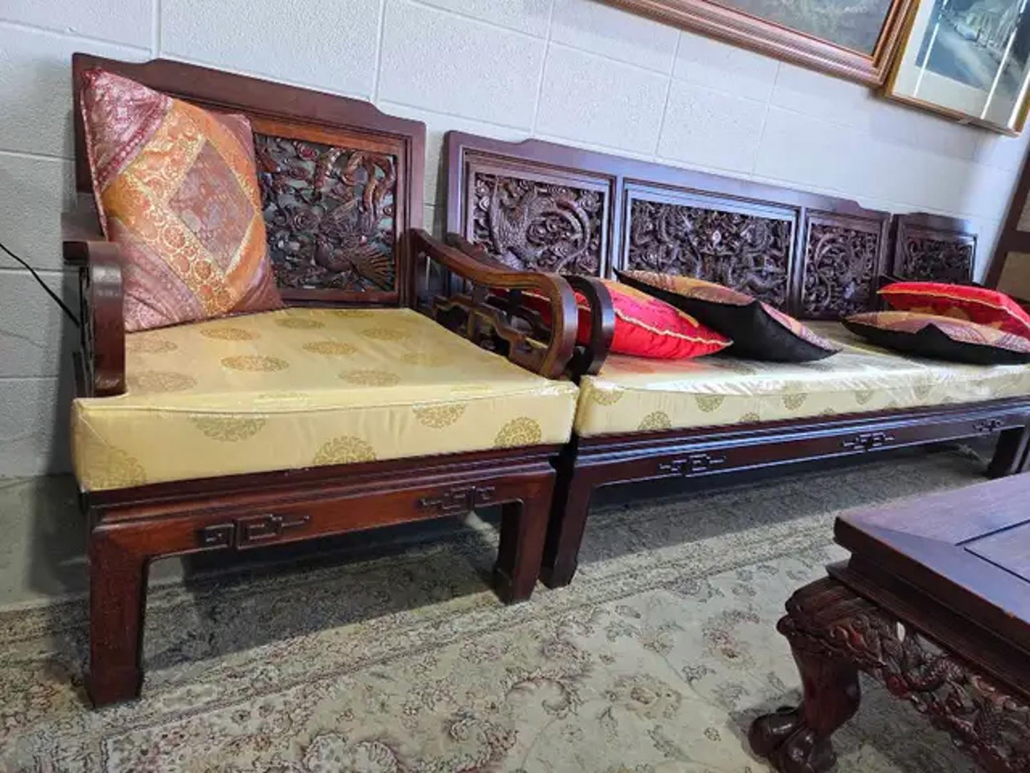 Carved Asian Living Room Set
