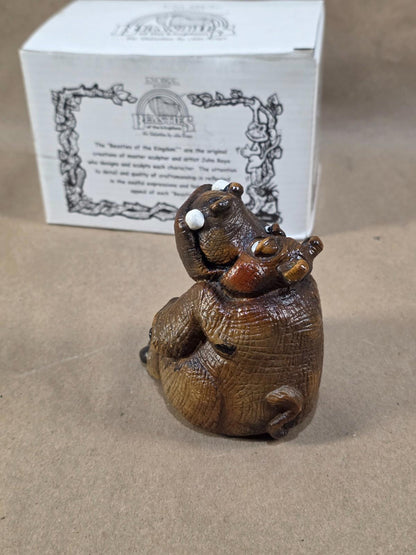 Vintage John Rays Beasties Kingdom Hugo Hippo 1987 Resin Figurine Hippopotamus