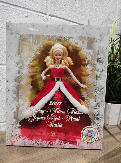2007 Holiday Barbie Collector Doll Red Velvet Christmas Dress Mattel