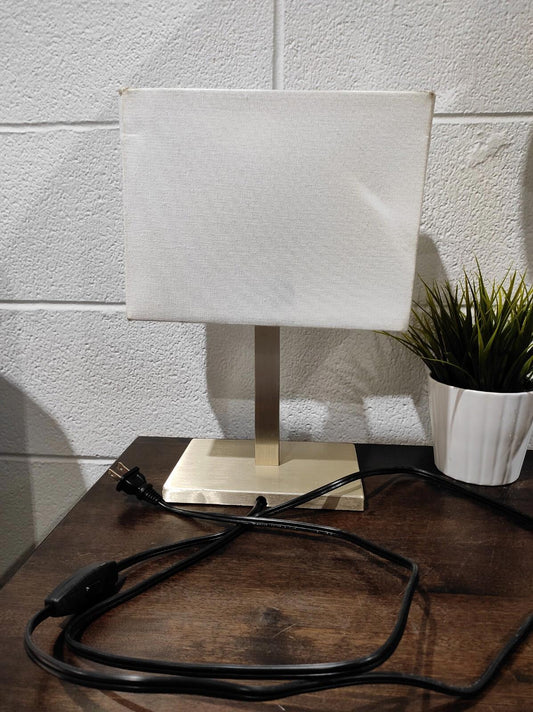 Ikea TOMELILLA Table Lamp, Nickel Plated/White, 20"