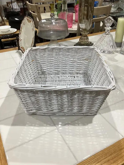 White Wicker Square Basket