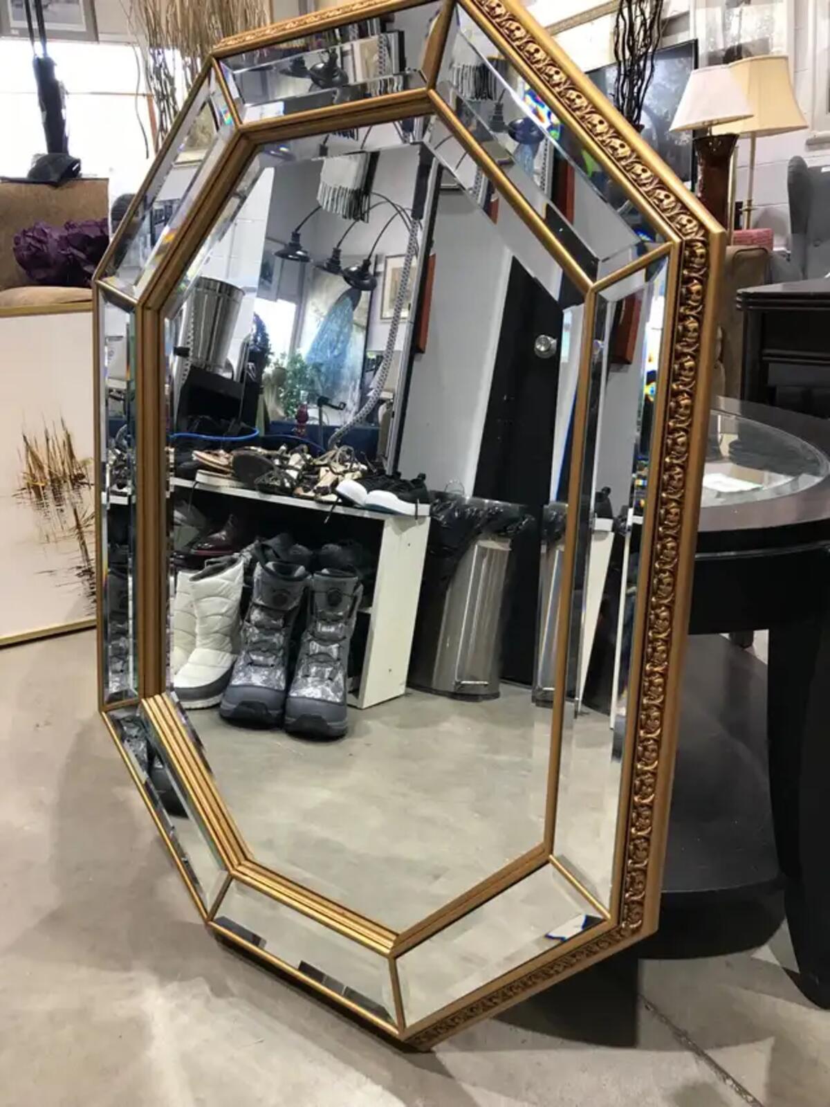 Large Gold Framed Octagonal Mirror