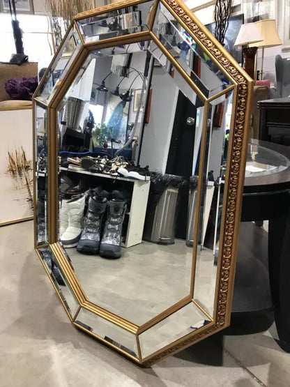 Large Gold Framed Octagonal Mirror