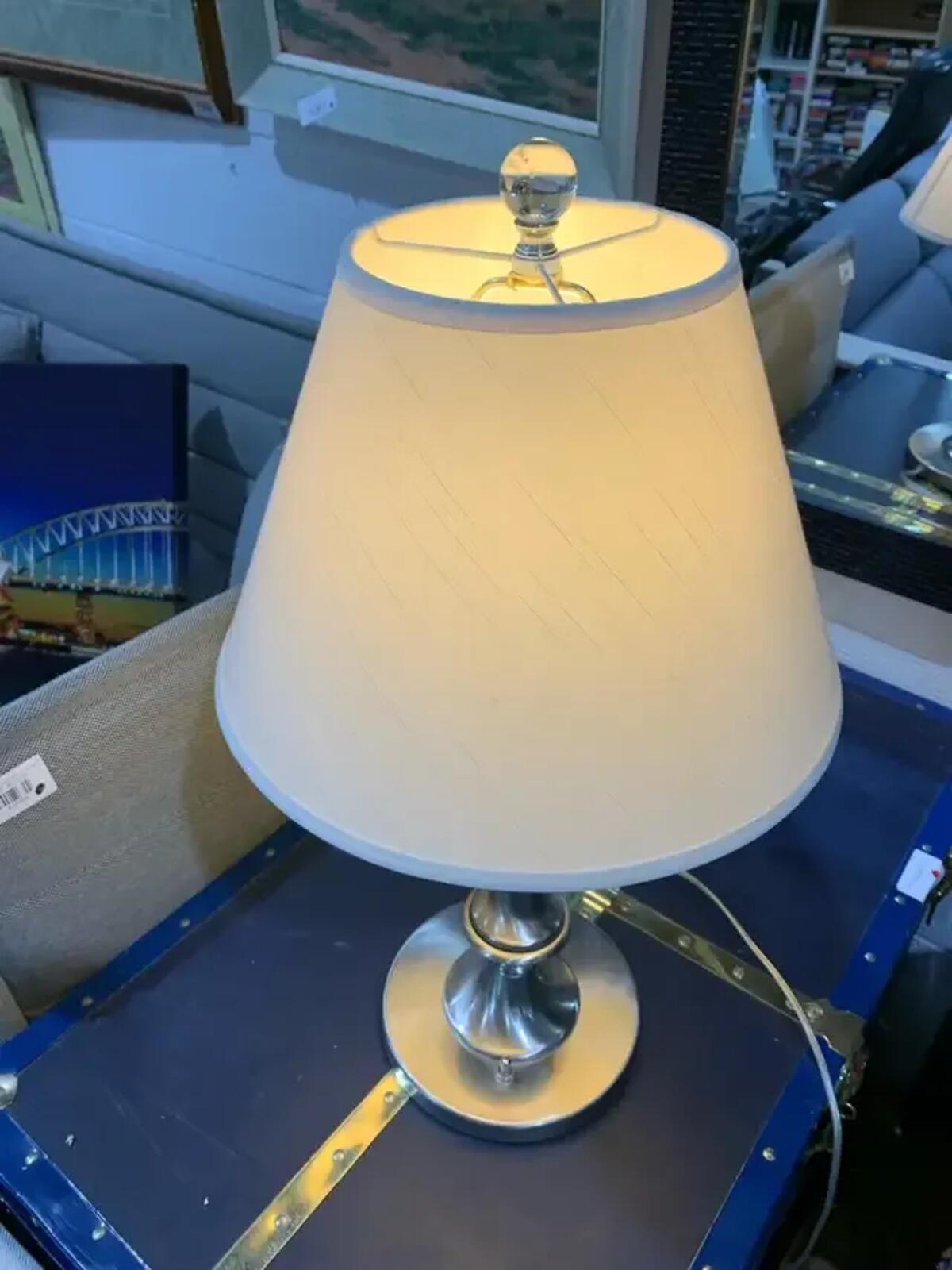 Silver Table Lamp with cream shade
