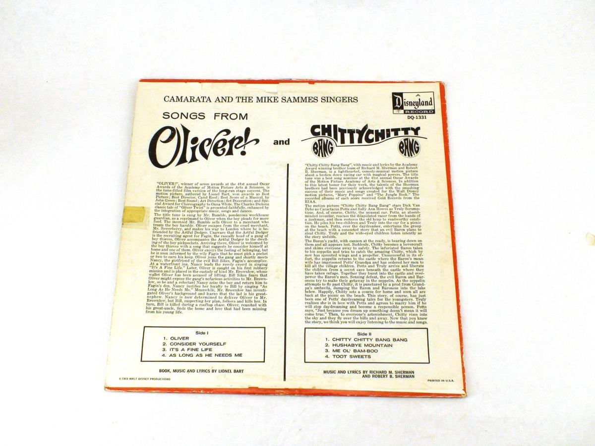 Disneyland Records Vinyl - Songs From Oliver! & Chitty Chitty Bang bang 1969