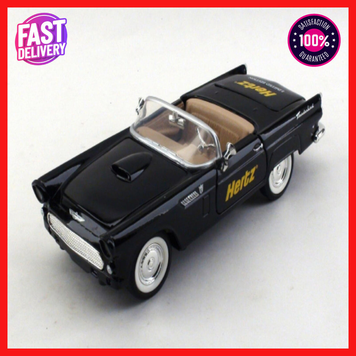 Hertz Limited Edition 1956 Ford Thunderbird Black Convertible 1:24 Scale Model