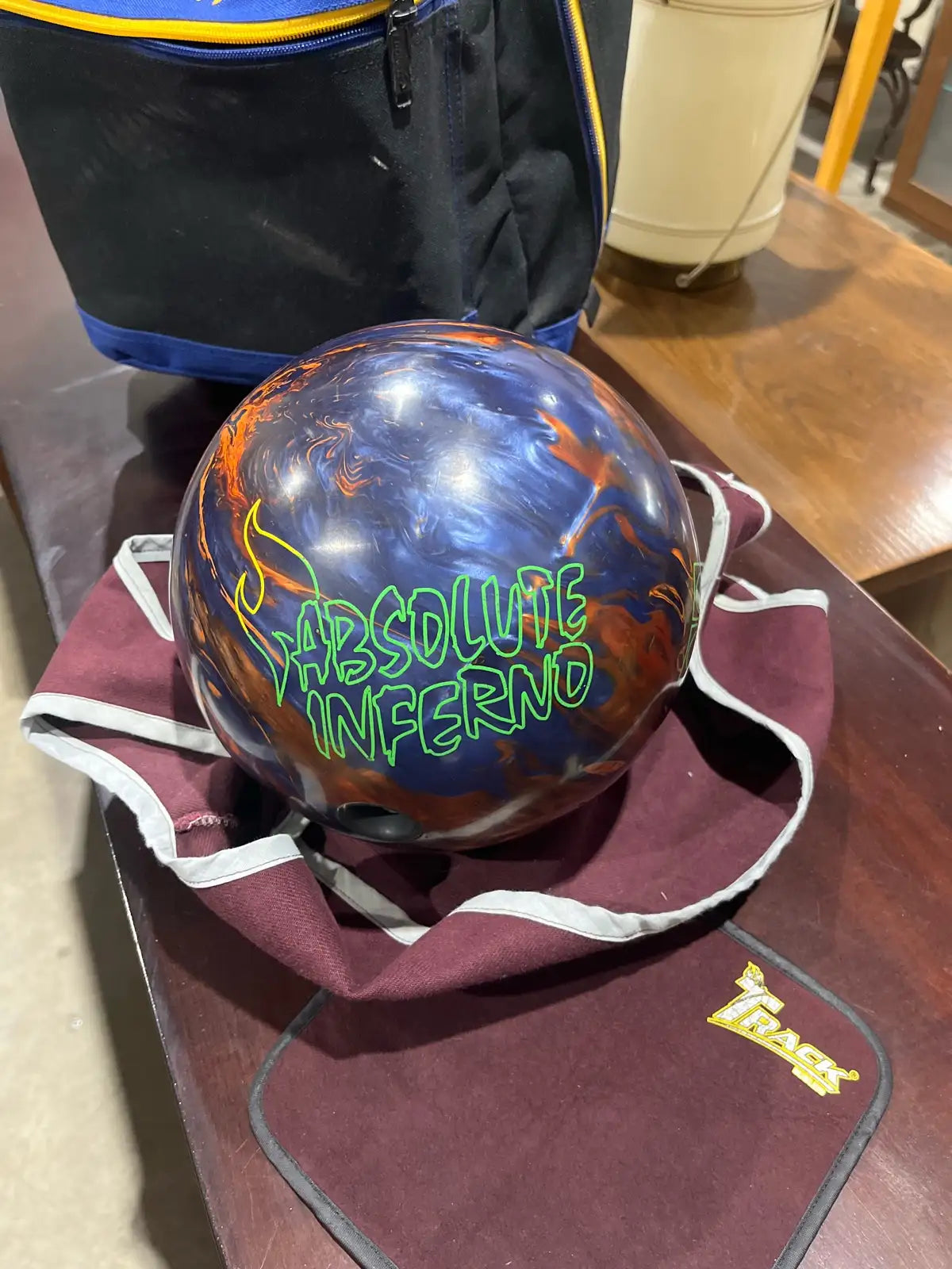 Brunswick Absolute inferno bowling ball with backpack
