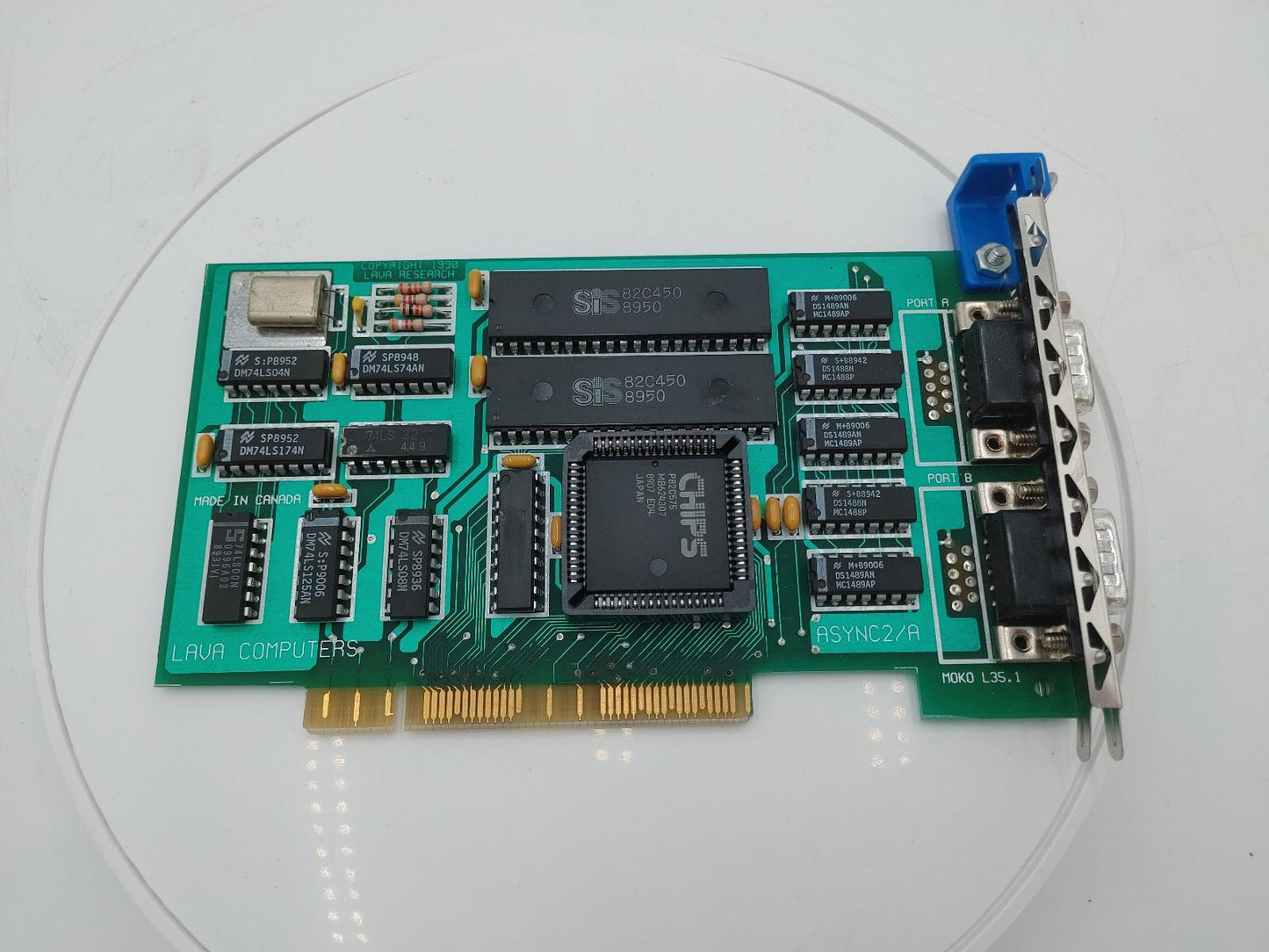 Excellent Condition Lava Computers Async2/A PCI Dual DB9 Serial Card Green Works