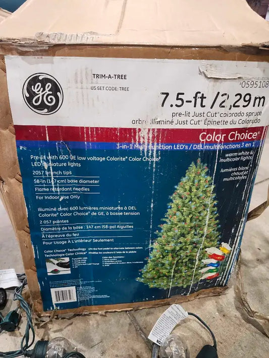 GE 7.5-ft prelit Colorado Spruce Christmas tree