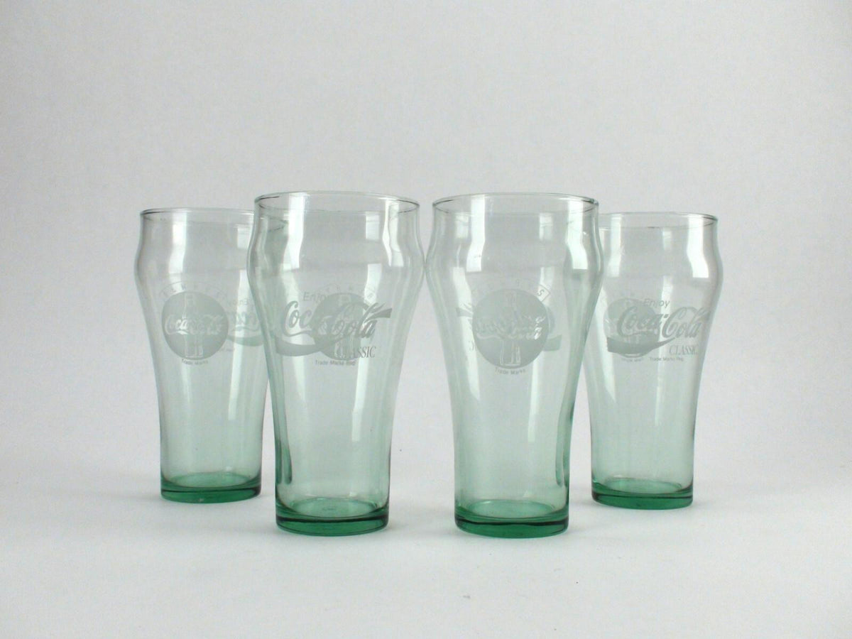 Vintage Coca Cola Classic Drink Glasses - Enjoy Always Coca Cola Logos, Set Of 4