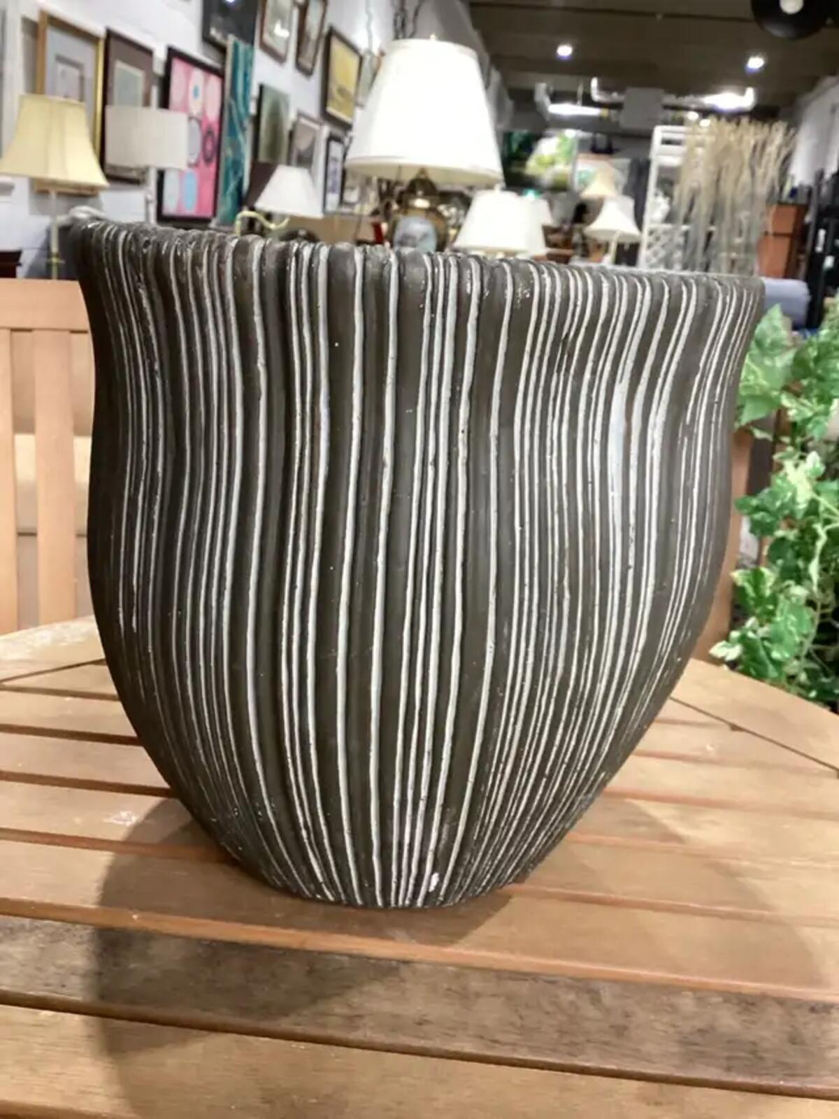 Textured Grey Ceramic Planter
