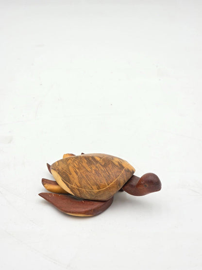 Vintage Wooden Hand Carved Turtle Figurine
