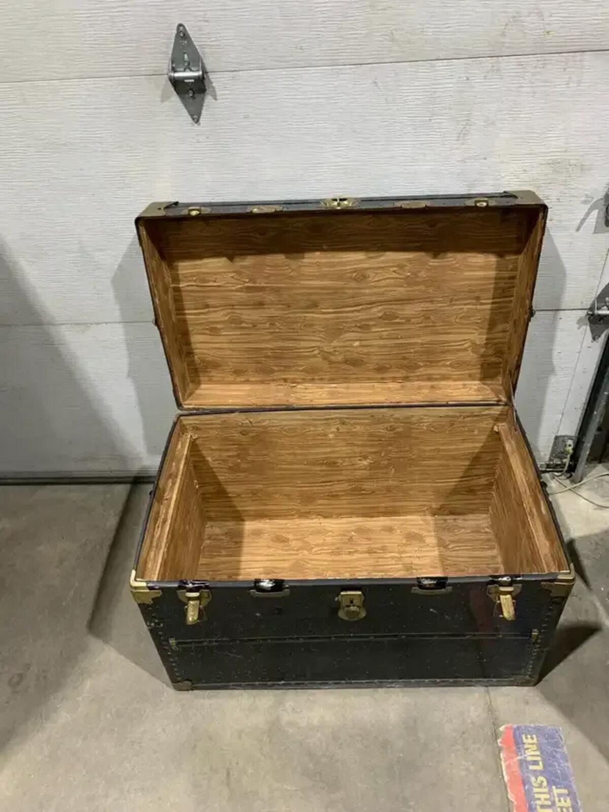 Black Antique Trunk in Fair Condition