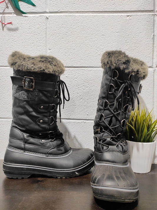 DREAM PAIRS Women'S DP Warm Faux Fur Lined Mid Calf Winter Snow Boots Size 10