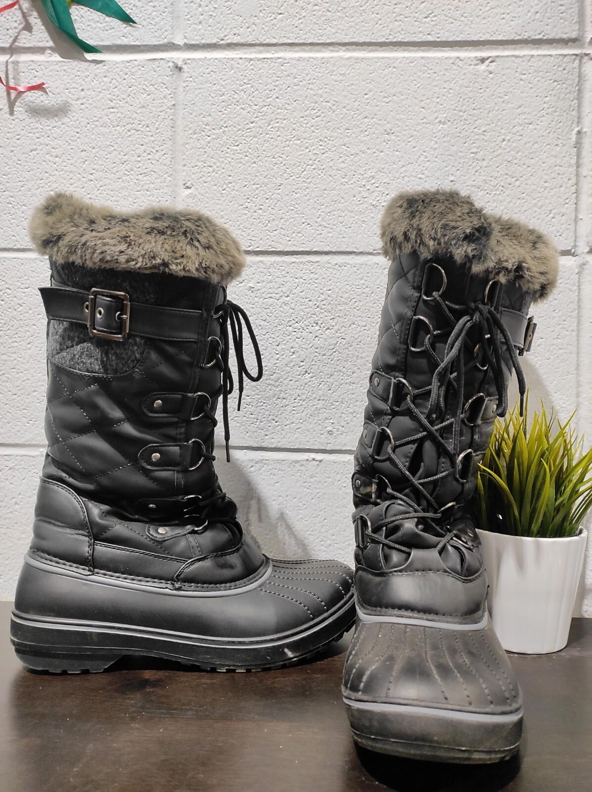 Bottes de neige d’hiver mi-mollet DREAM PAIRS pour femme, doublure chaude en fausse fourrure, pointure 10