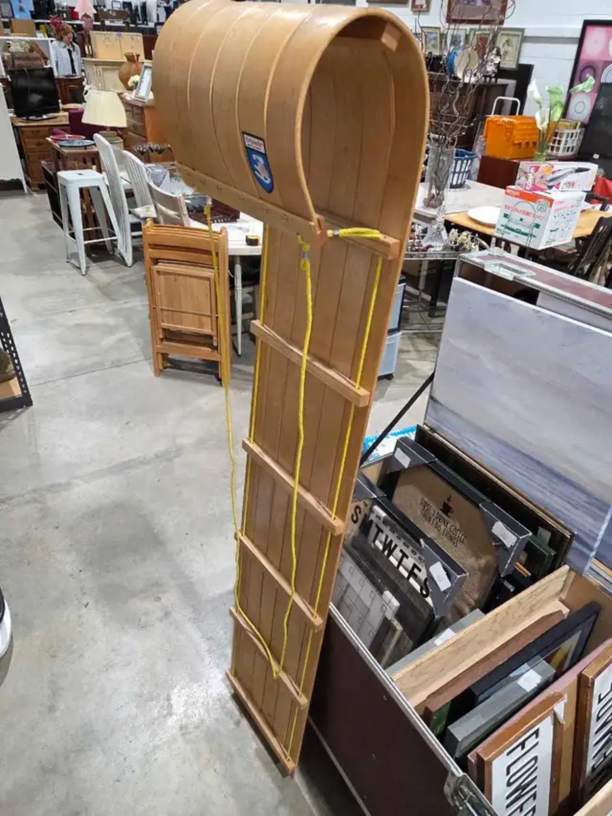 Torpedo 6ft Wooden Toboggan Sled