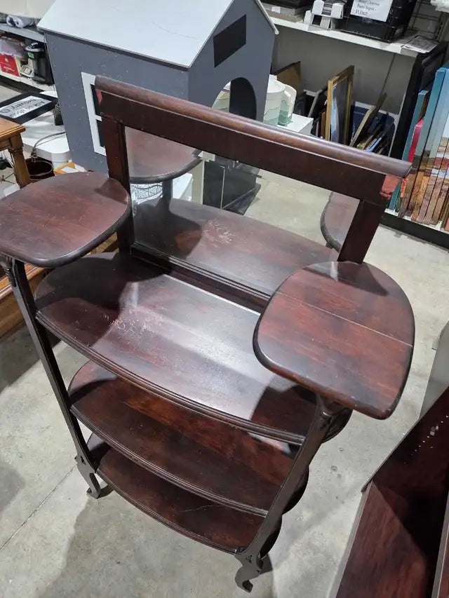 Antique Wooden Plant Stand w/ Mirror