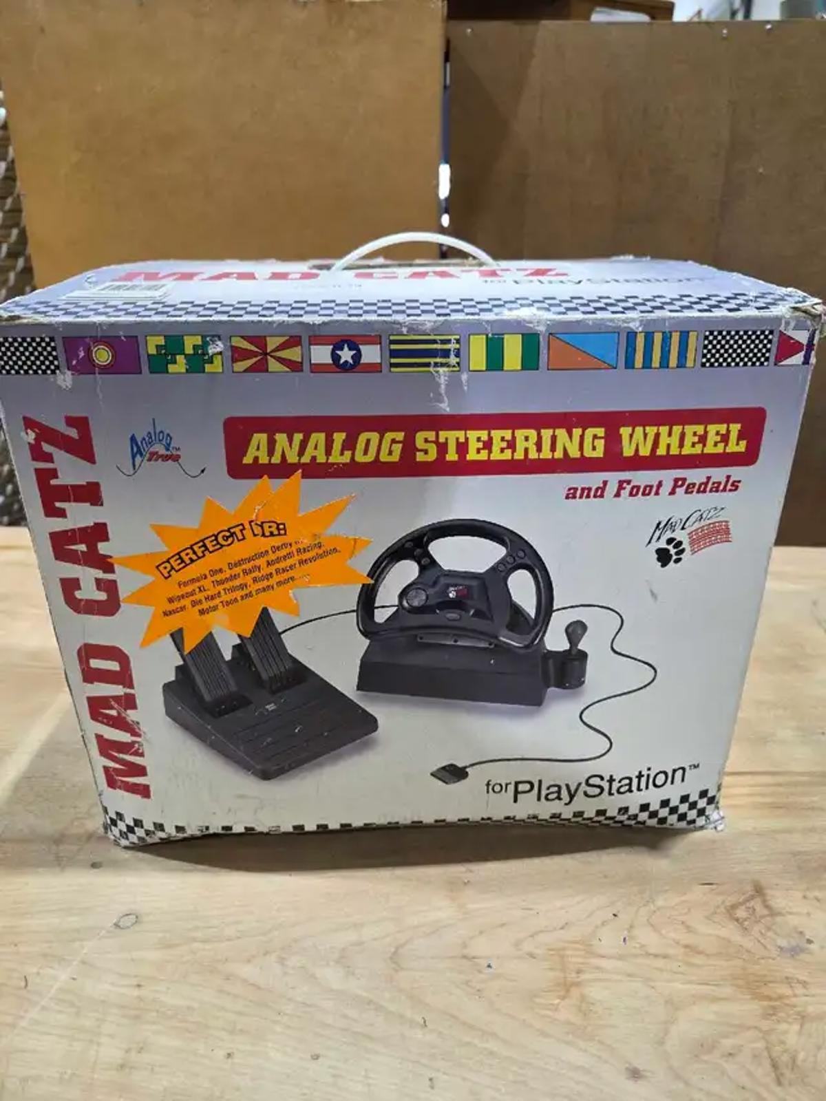 Retro Mad Catz Steering Wheel & Pedals - PS1