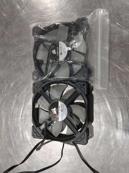 GOOD CONDITION Lot of 2 Corsair 120mm 12V DC PC 4pin Case Fans Black/Grey