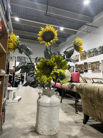 Milk Can with Sunflowers