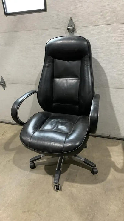 Black Leather Office Chair with Chrome Details