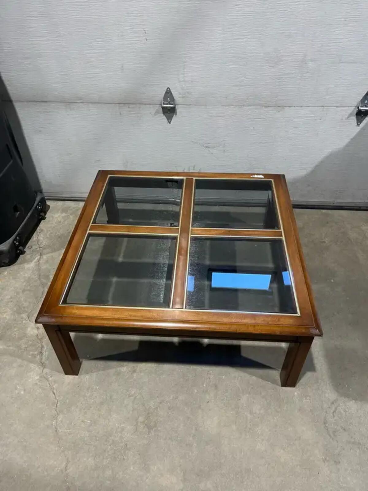 Vintage Wood and Glass Coffee Table