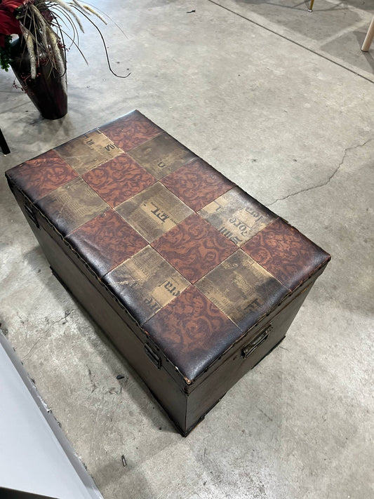 Vintage Leather and Wooden storage chest