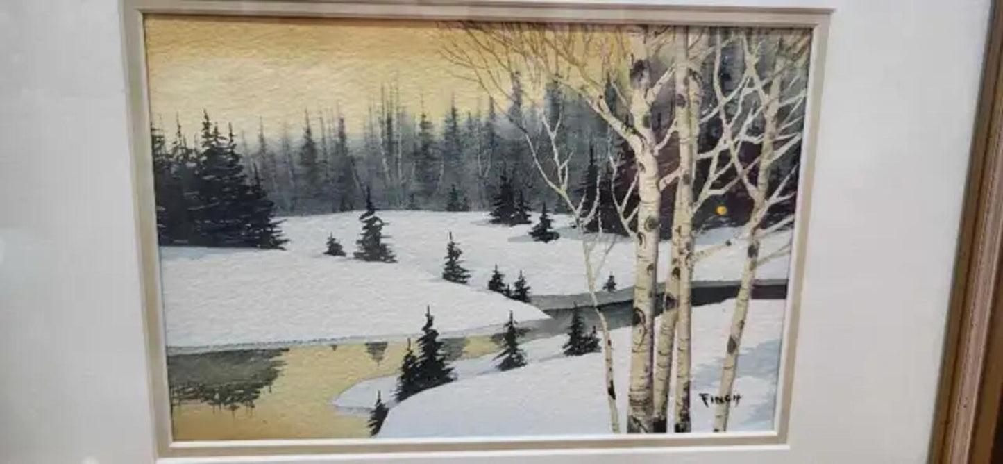 Ron Finch Original Watercolor Paintings - Winter Landscapes