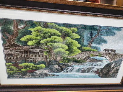 Framed Silk Embroidery Art - Very Unique!