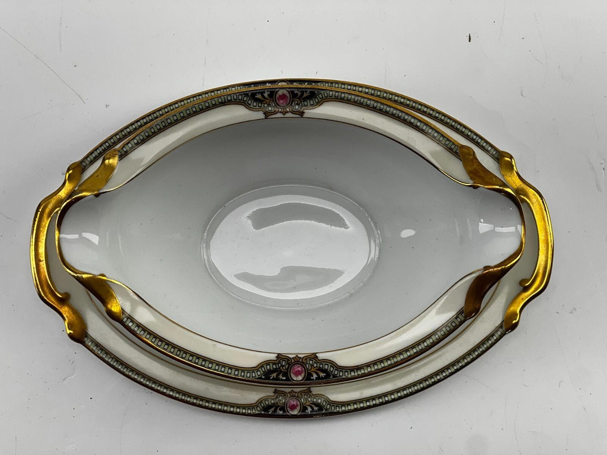 Vintage NORITAKE China  "FLOREAL"  GRAVY BOAT with Attached Underplate