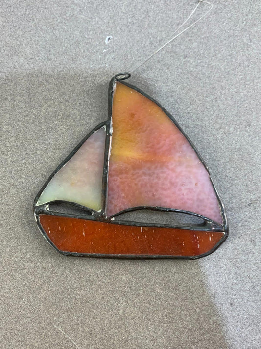 Hand made Stained Glass Sailboat Suncatcher