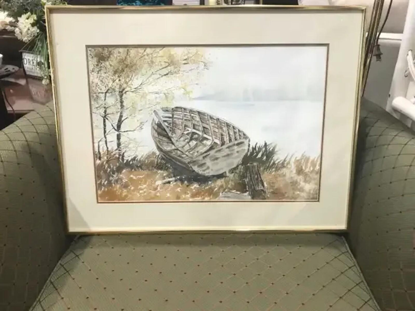 Watercolor Boat Painting 24 x 18.5