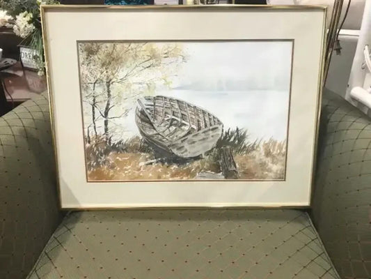 Watercolor Boat Painting 24 x 18.5