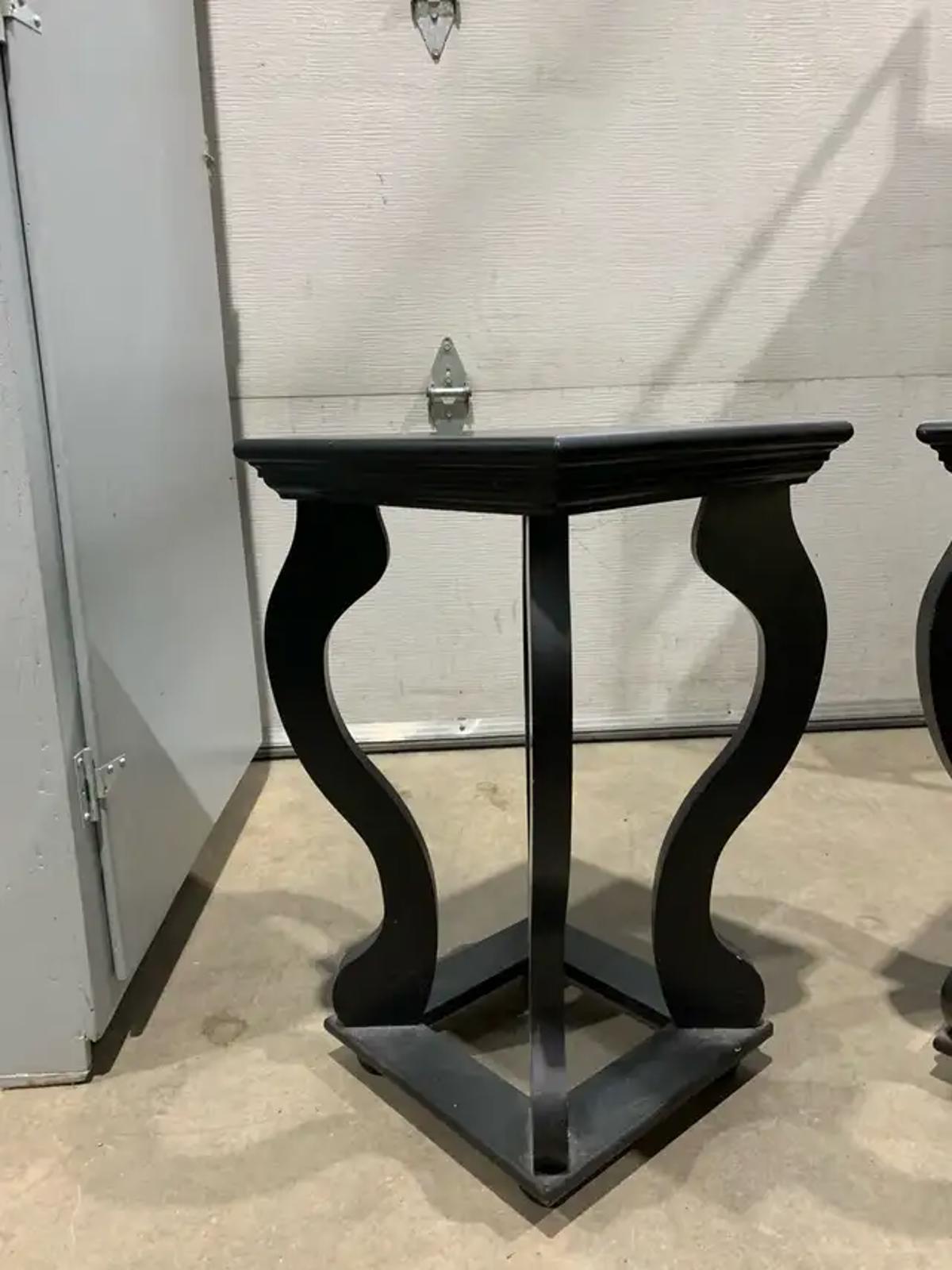Square Black Side Tables with curved legs