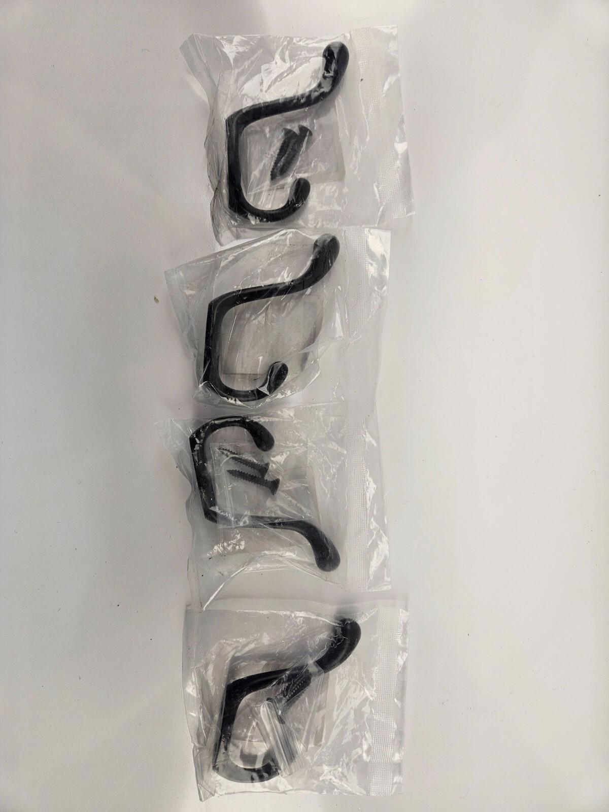 Lot of 4 - Nystrom 3-1/2 in Black Heaby Duty Decorative Wall Hooks