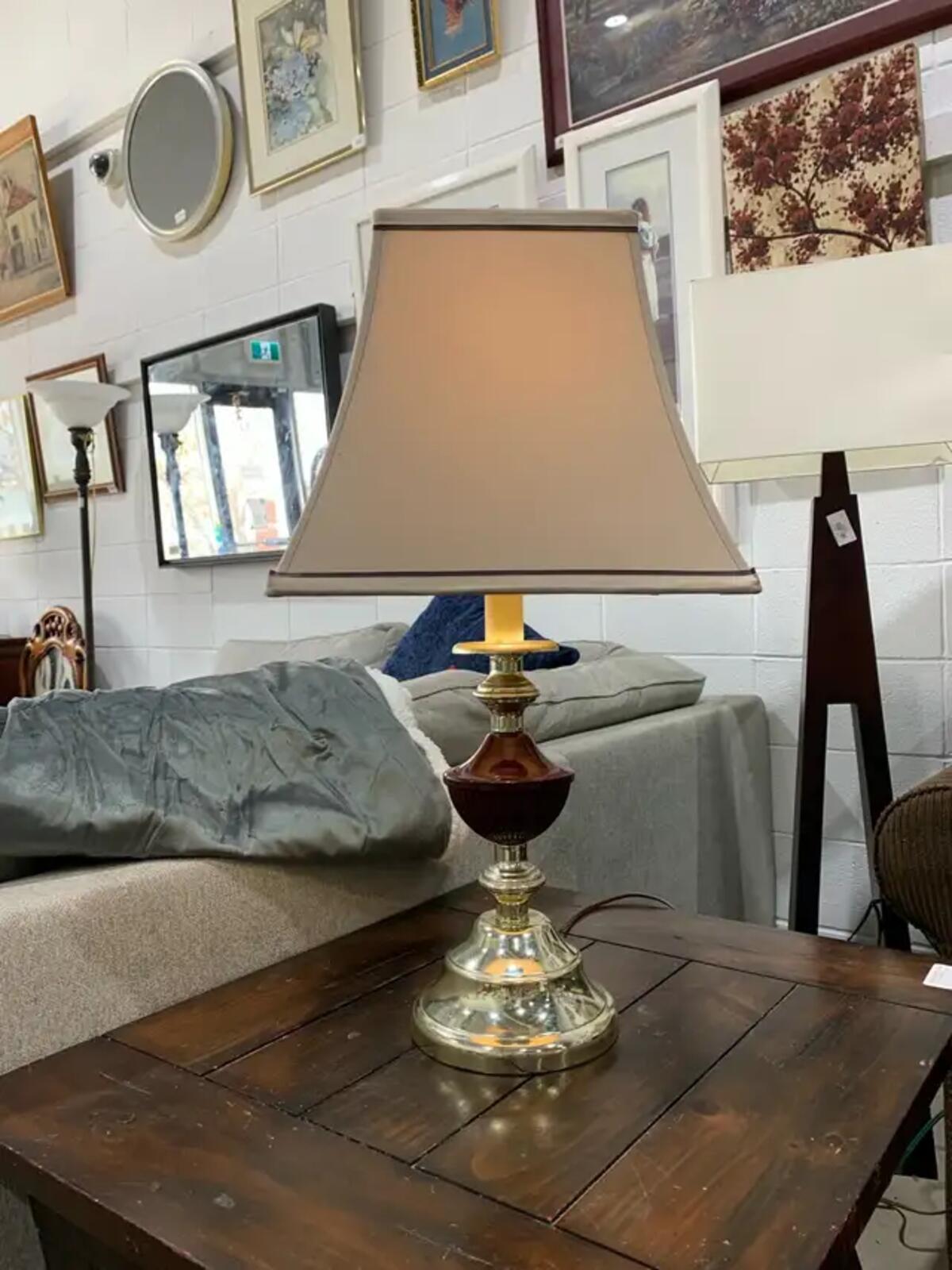Vintage Gold and Maroon Table Lamp