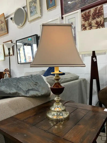 Vintage Gold and Maroon Table Lamp